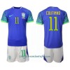 Conjunto (Camiseta+Pantalón Corto) Brasil Philippe Coutinho 11 Segunda Equipación Mundial 2022 - Niño